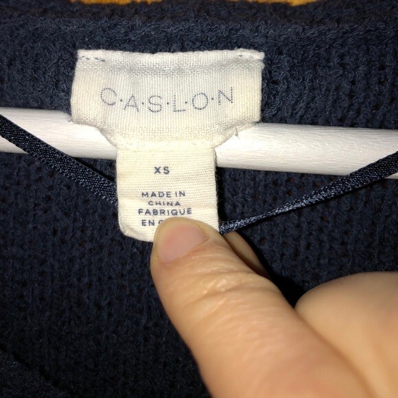Caslon Sweater Navy Blue Oversized Split Hem V-Neck Tunic Extra Small - Picture 5 of 7